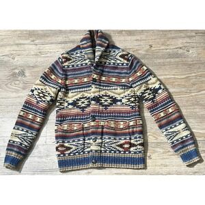 American Eagle Wool Blend Shawl Collar Cardigan Small Aztec Boho Southwest